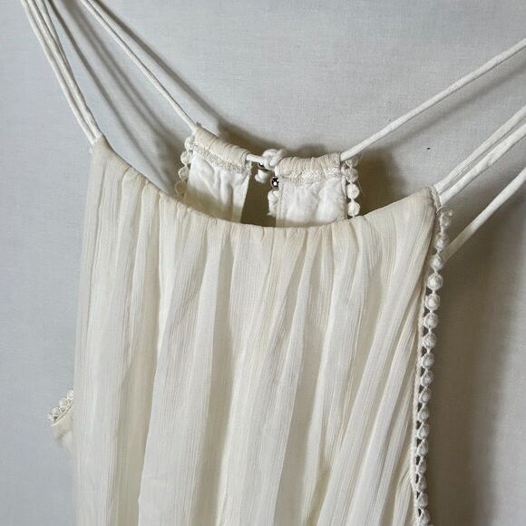 Abercrombie & Fitch Ivory White Gauzy Halter Sleeveless Strappy Mini Dress Sz S - Picture 4 of 16